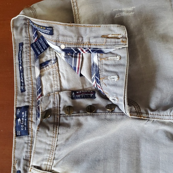 TOMHER Men's Light Gray Button Fly Jeans. Size W34 L32 - Picture 2 of 8